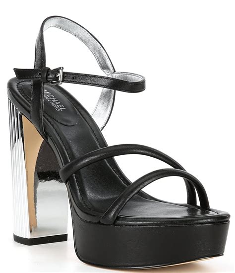 porter ankle strap michael kors|Michael Kors Porter Leather Strappy Metallic Heel Platform .